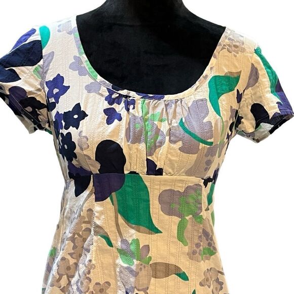 Boden Floral Mini Dress lightweight slim fit 100% cotton unlined sz 4 Petite 4P - Picture 4 of 16